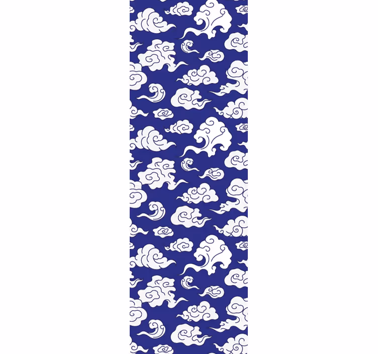 Moderne raambekleding met silhouetten van witte wolken op blauwe  - TenStickers
