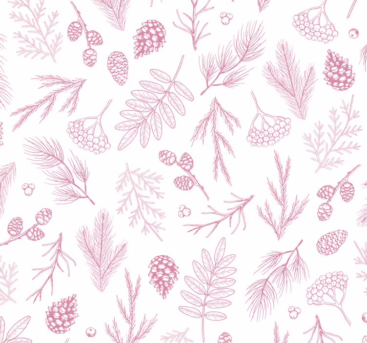 Raambekleding badkamer witte achtergrond met roze dennen - TenStickers