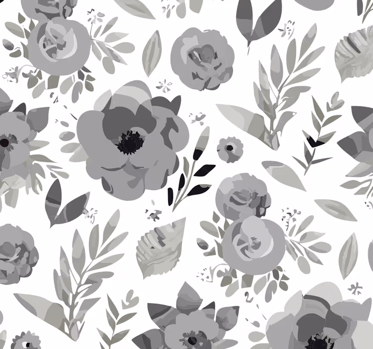 Rolgordijn grijs aquarella bloemen - TenStickers