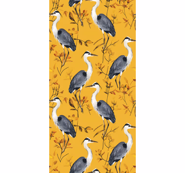 Rolgordijn geel met het patroon van reigers - TenStickers