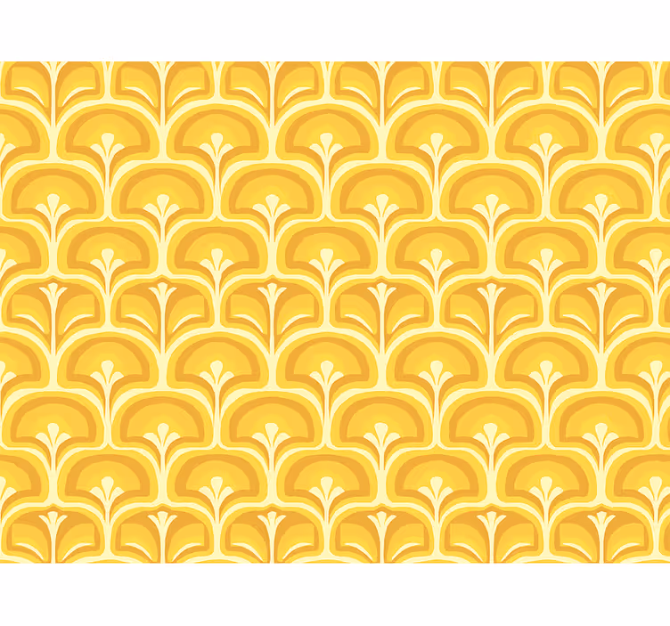 Rolgordijn geel retro 70s gele figuren - TenStickers