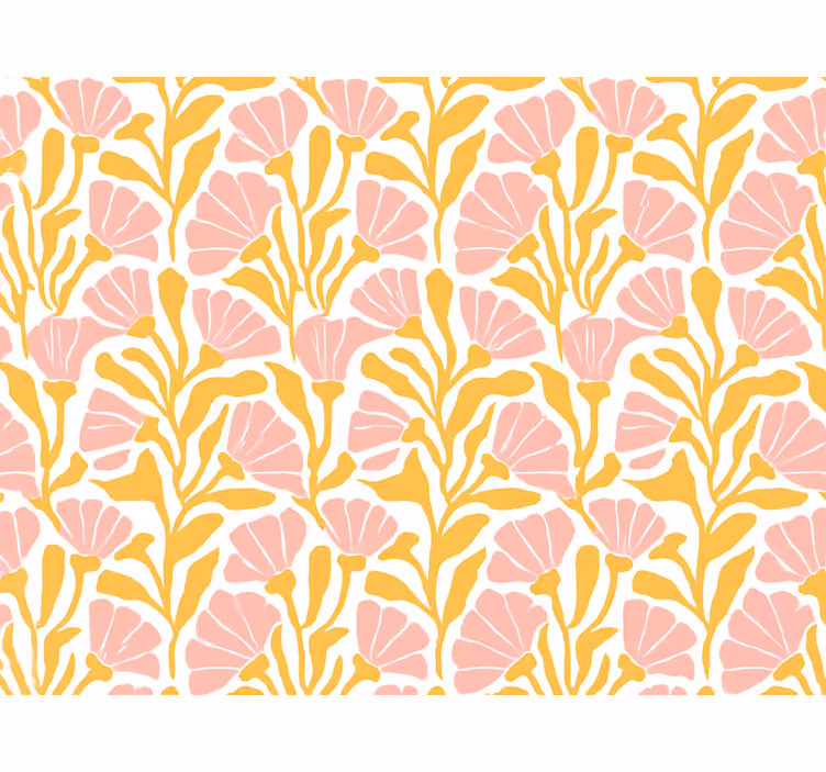 Rolgordijn geel met modern kleurrijk bloemenpatroon - TenStickers