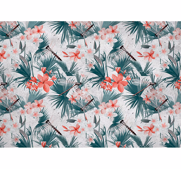 Rolgordijn keuken tropische planten en bloemen - TenStickers