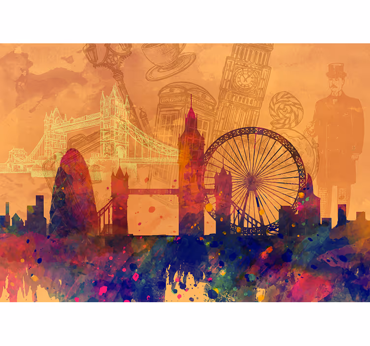 Rolgordijn keuken historische skyline silhouet - TenStickers