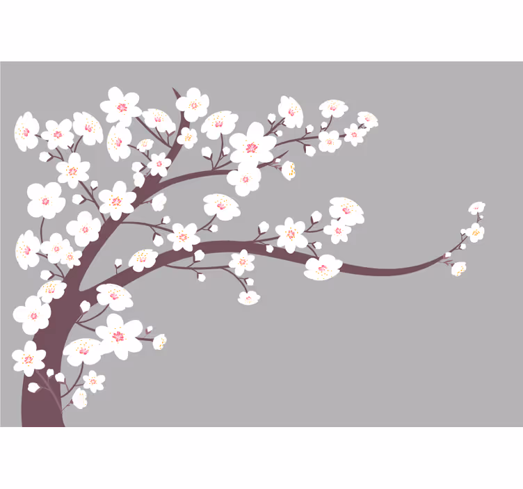 Rolgordijn keuken witte bloemen op grijze achtergrond - TenStickers