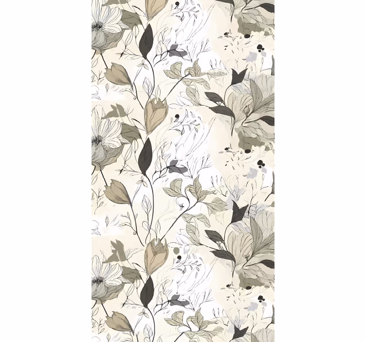 Rolgordijn keuken met tekeningen van bloemen - TenStickers