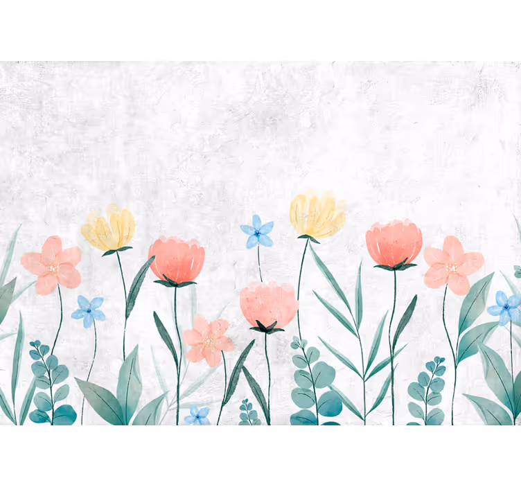 Rolgordijn keuken kleurrijke bloemen op witte achtergrond - TenStickers