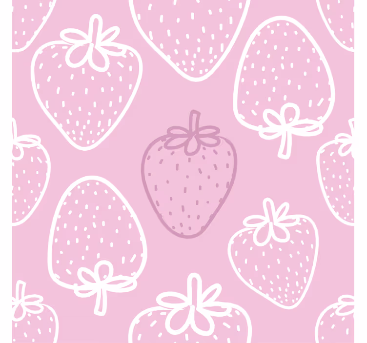 Rolgordijn keuken naadloos roze aardbeienpatroon - TenStickers