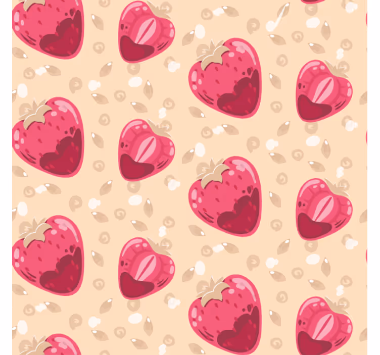 Rolgordijn keuken fruit aardbeienpatroon op beige - TenStickers
