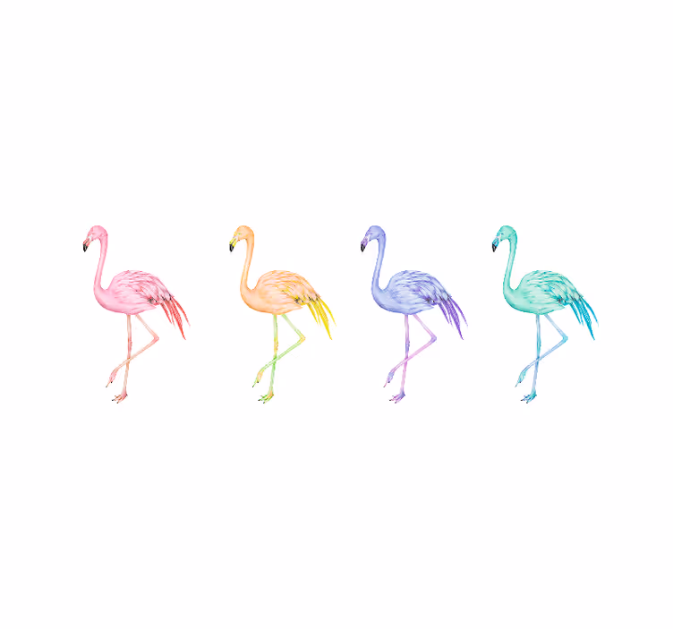 Wit rolgordijn met kleurrijke naadloze flamingo's - TenStickers