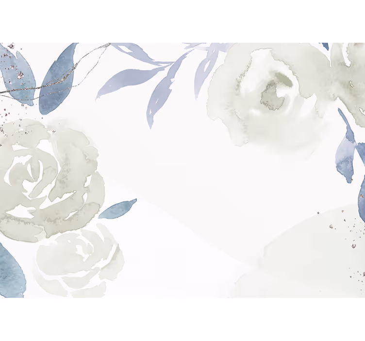 Wit rolgordijn met bloemendecor kunstillustratie - TenStickers