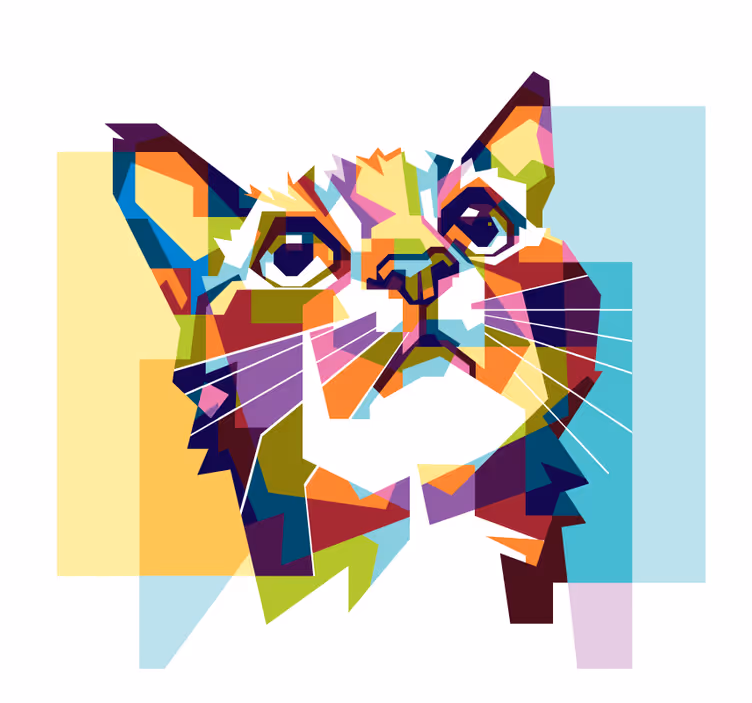 Rolgordijn woonkamer kleurige katten - TenStickers