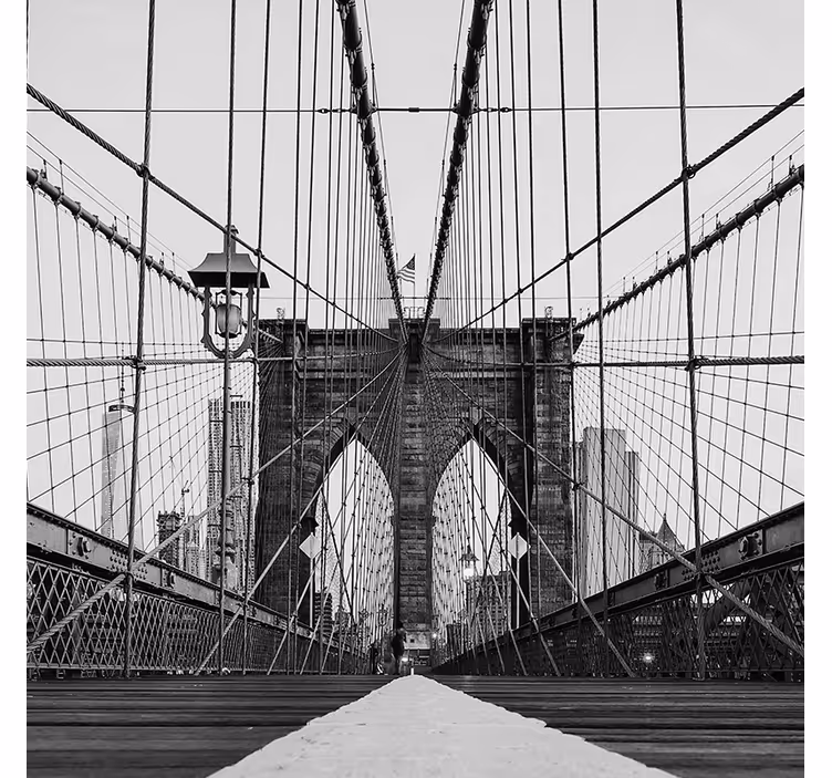Rolgordijn woonkamer zwart-witte brooklyn bridge - TenStickers