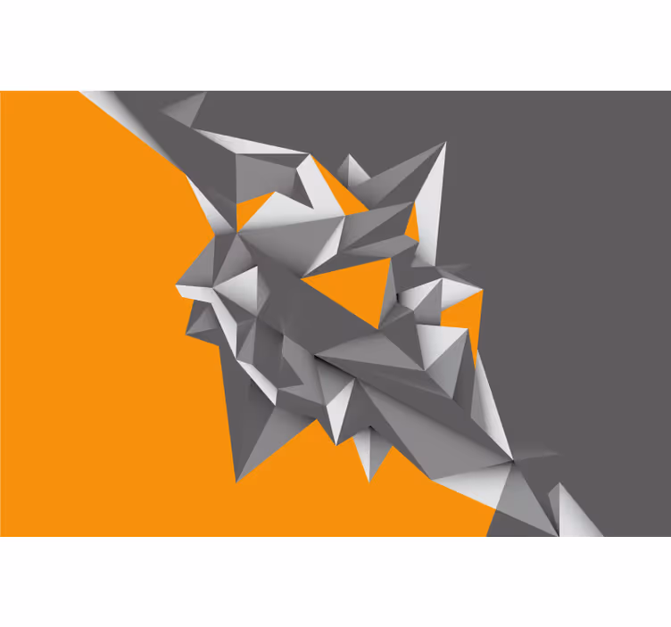 Rolgordijn woonkamer grijze en oranje abstracte vormen - TenStickers