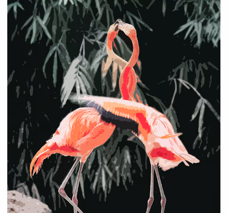 Rolgordijn woonkamer met prachtige flamingo's - TenStickers