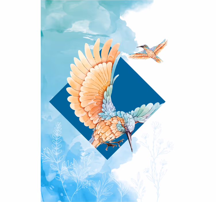 Rolgordijn woonkamer ijsvogels - TenStickers