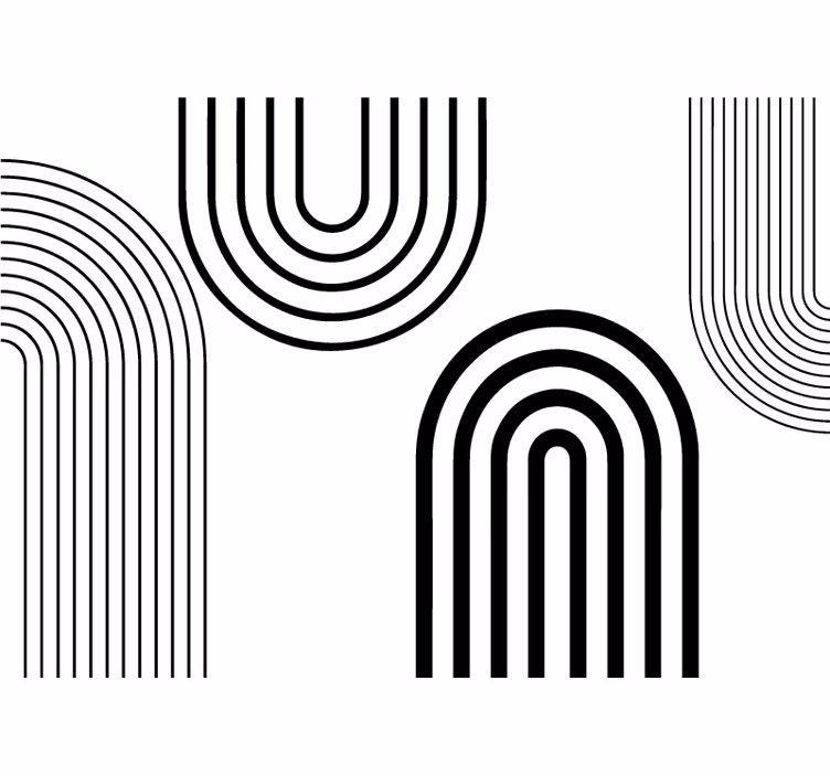 Wit rolgordijn dunne minimalistische zwarte bogen - TenStickers