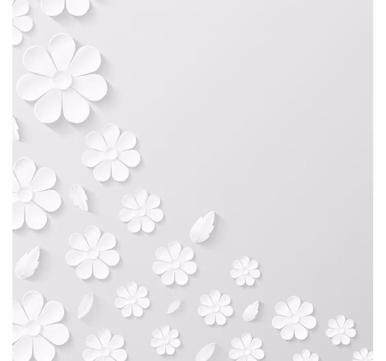 Wit rolgordijn met papieren bloemen achtergrond - TenStickers