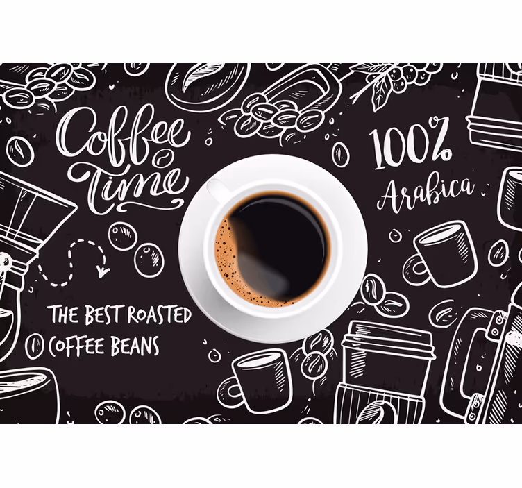 Zwart rolgordijn coffee time afbeeldingen - TenStickers