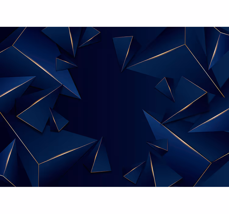 Zwart rolgordijn blauw en gouden geometrisch patroon - TenStickers