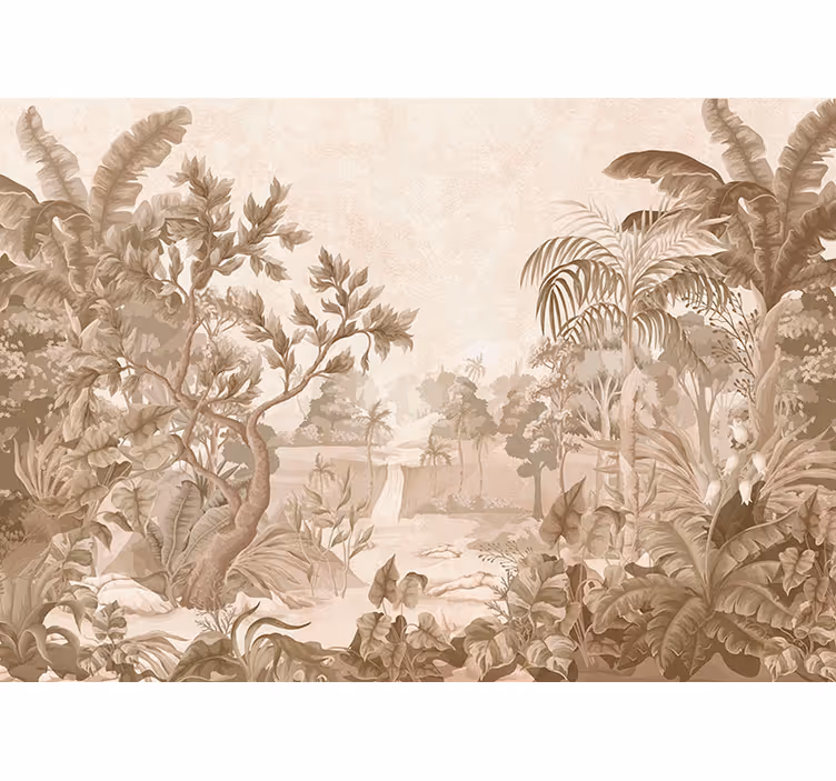 Rolgordijn beige met uitzicht op een tropische jungle - TenStickers