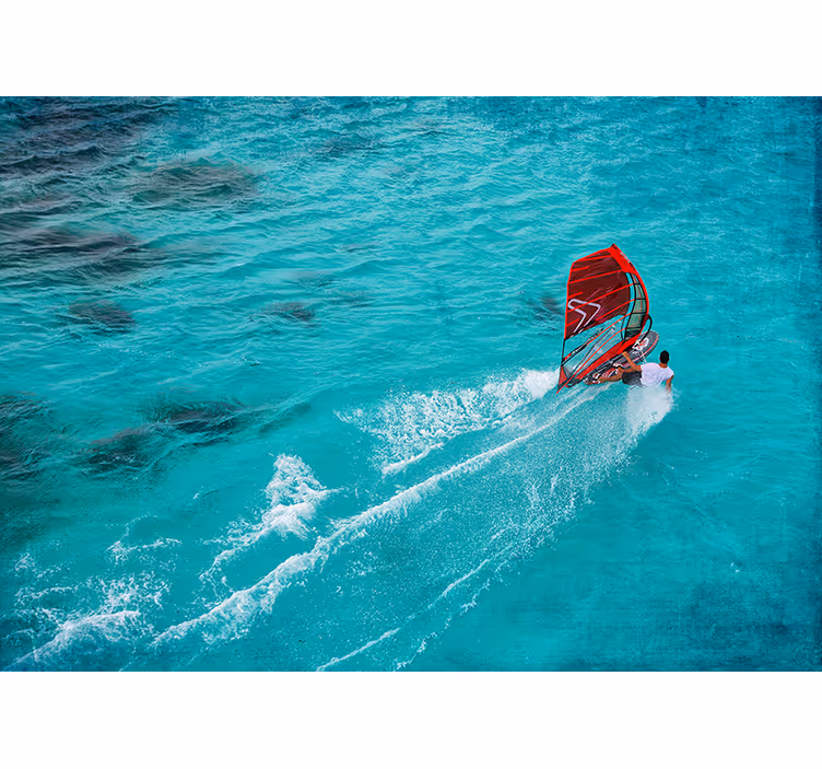 Blauw rolgordijn windsurfster in het water - TenStickers