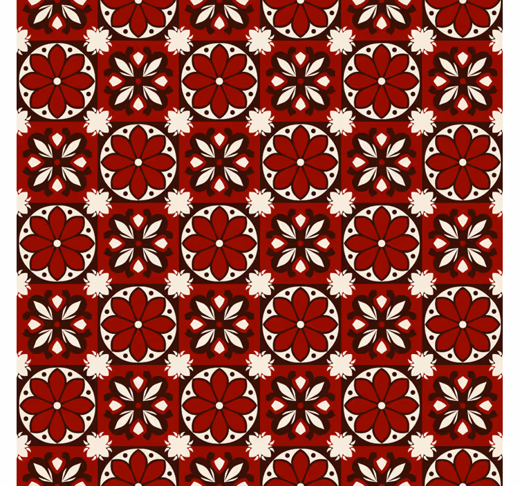 Rolgordijn rood met vintage tegelpatroon - TenStickers