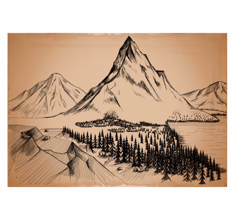 Rolgordijn woonkamer forest gravure - TenStickers