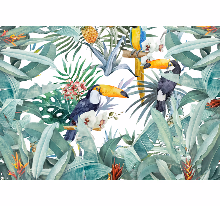 Rolgordijn woonkamer painted jungle - TenStickers