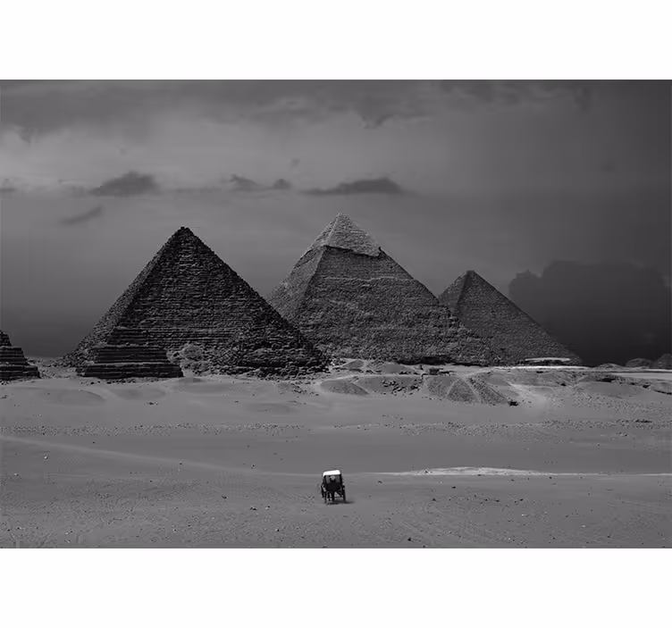 Rolgordijn woonkamer muurschildering hall piramides egypte - TenStickers