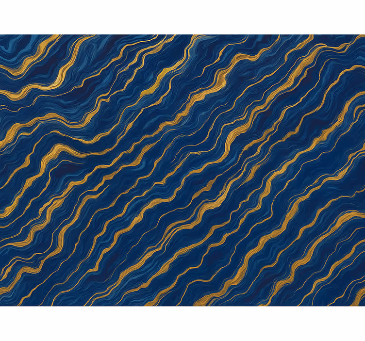 Blauw rolgordijn van blauw en gouden marmer - TenStickers