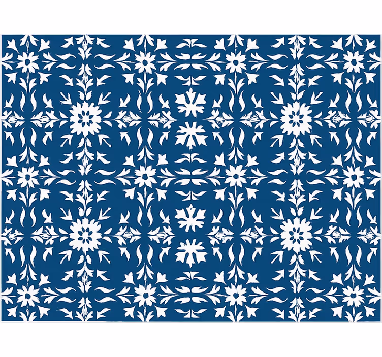 Blauw rolgordijn met wit tegelpatroon - TenStickers