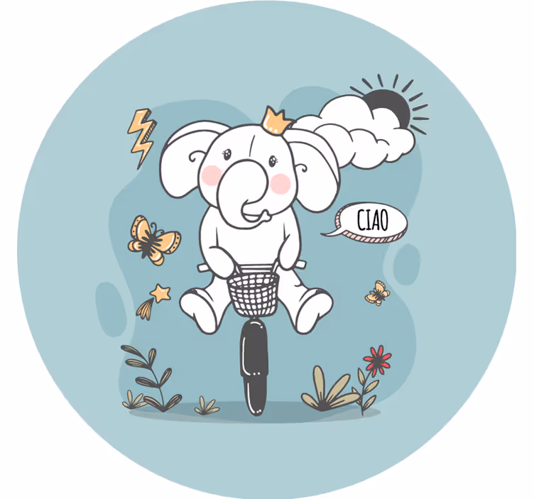 Blauw rolgordijn hi elephant - TenStickers