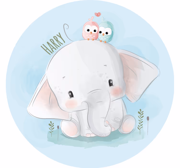 Blauw rolgordijn grote blauwe olifant - TenStickers
