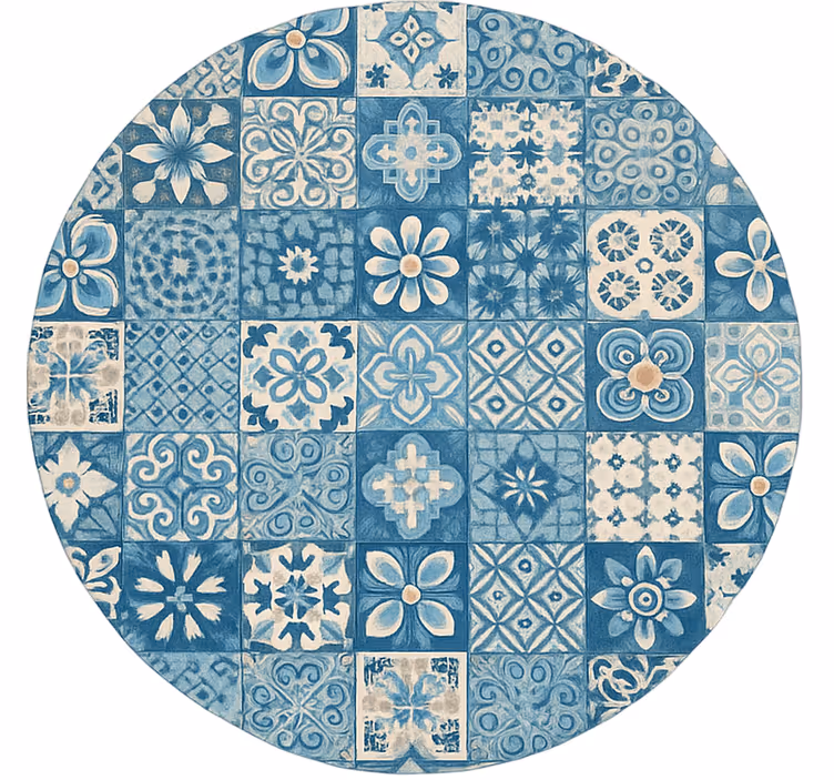 Blauw rolgordijn met cirkelvormige mozaïektegels - TenStickers