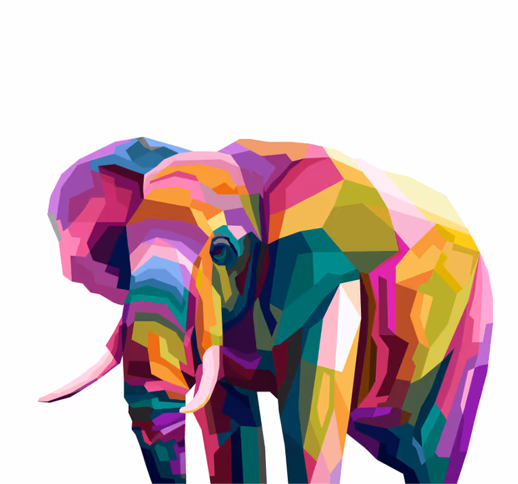 Rolgordijn woonkamer multicolor realistische olifant - TenStickers