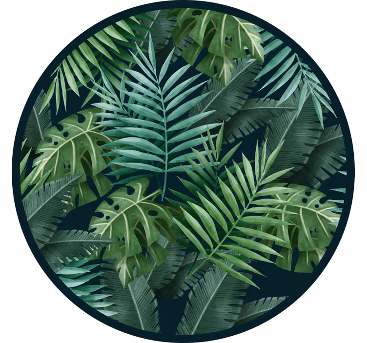 Rolgordijn groen met cirkelvormige exotische bladeren - TenStickers