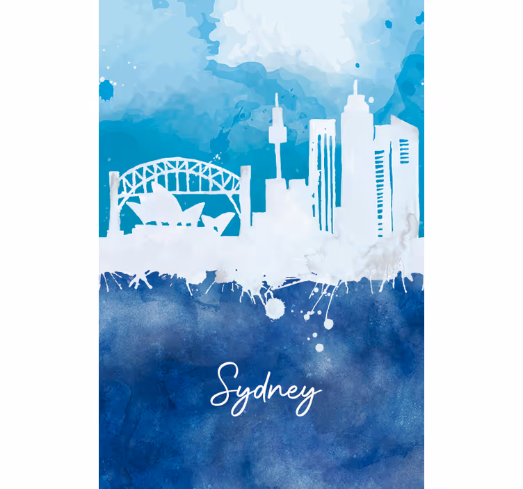Rolgordijn woonkamer skyline sydney aquarel - TenStickers