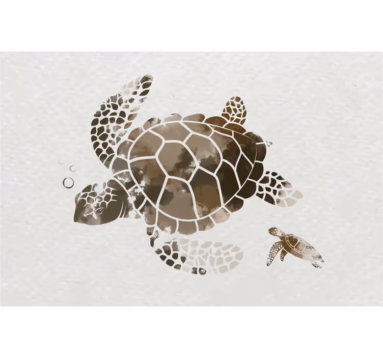Rolgordijn woonkamer bruine aquarel schildpad - TenStickers