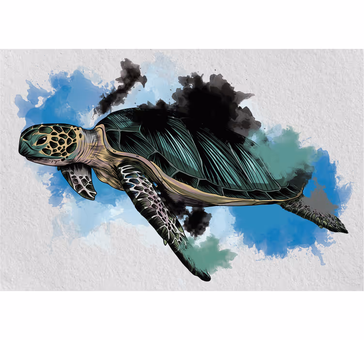 Rolgordijn woonkamer schildpad aquarel - TenStickers