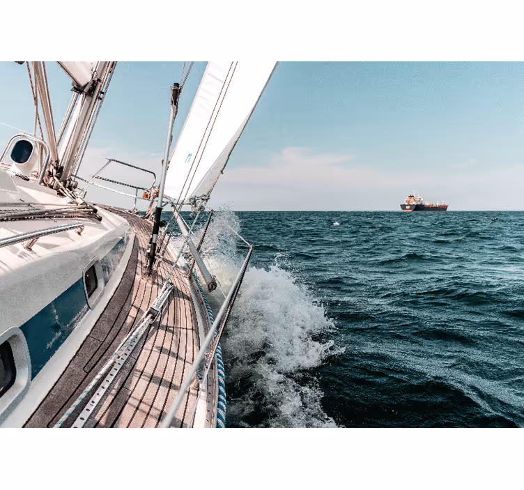 Rolgordijn woonkamer sea jacht 3d effect - TenStickers