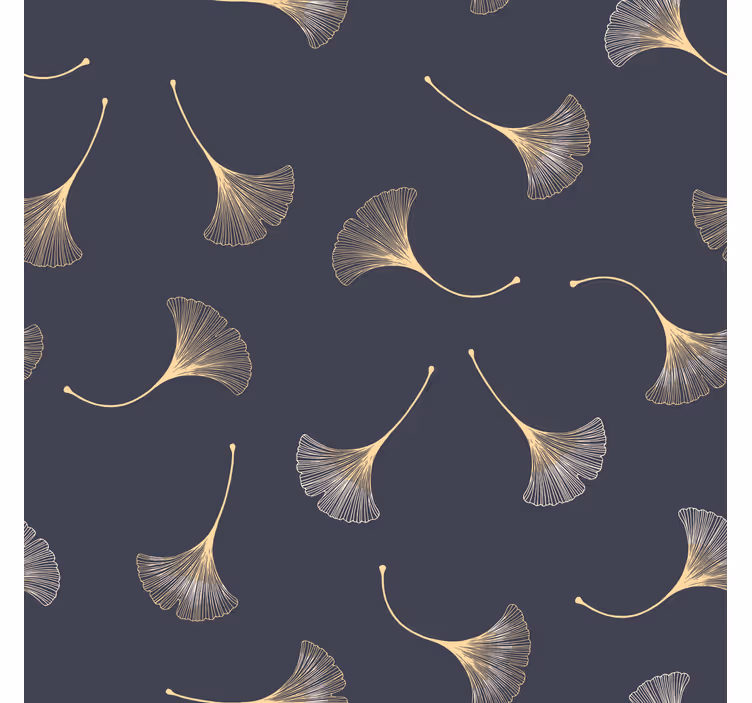 Rolgordijn woonkamer ginkgo blad marineblauw & goud - TenStickers