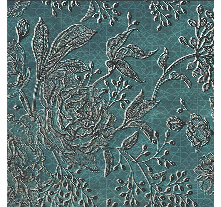 Rolgordijn woonkamer met oosterse flora - TenStickers