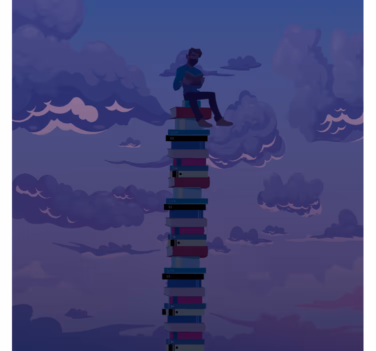Rolgordijn woonkamer book tower illustratie - TenStickers