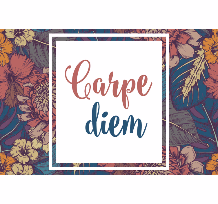 Rolgordijn woonkamer carpe diem kleurrijk vierkant patroon - TenStickers