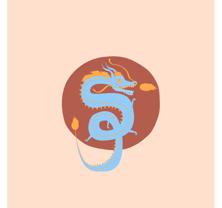 Rolgordijn woonkamer lichtblauwe draak - TenStickers