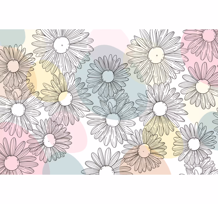 Rolgordijn woonkamer kawaii stijl vormen en bloemen - TenStickers