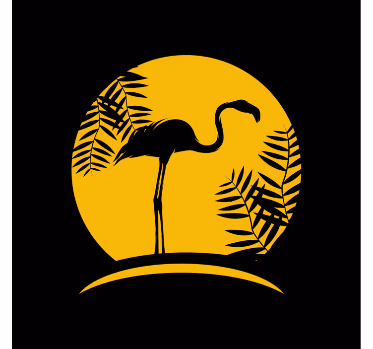 Rolgordijn woonkamer black flamingo met maan - TenStickers