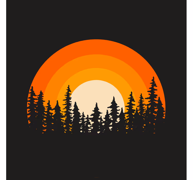 Rolgordijn woonkamer donkere bos zonsopgang - TenStickers