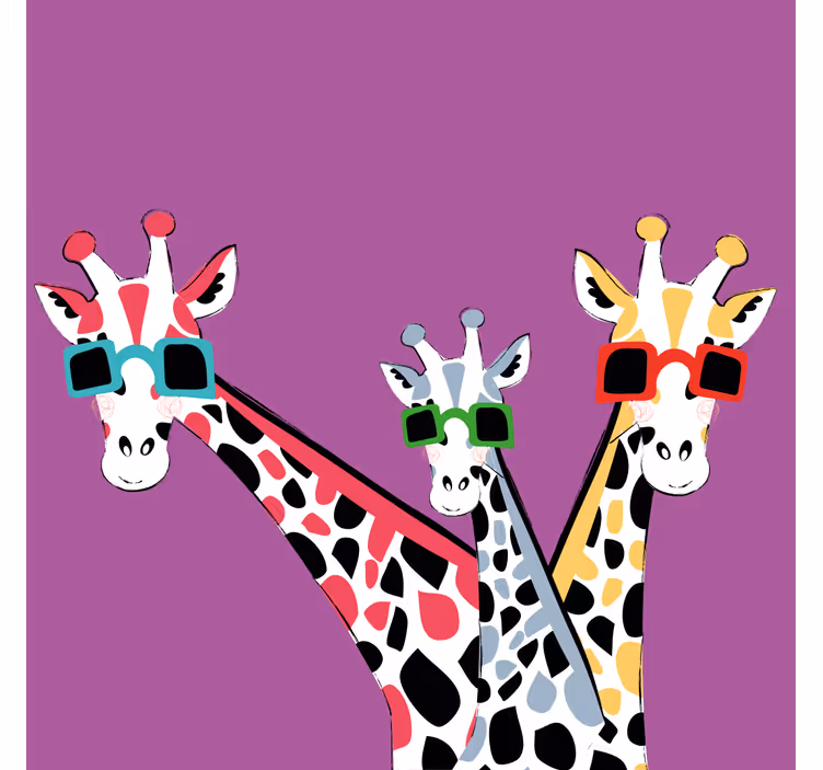 Rolgordijn woonkamer grappige giraffen met zonnebril - TenStickers